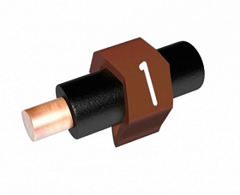 OM-2-1, Маркер кабельный ''1'' (сечение провода 2мм.кв., dвнутр.=3,6мм, l=11мм, ПВХ, белый-черный) (