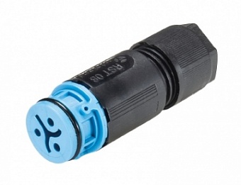Разъем RST08i3/2S B1 ZR1SH BL, Розеточный разъем на кабель диам. 4-7 мм, IP68(69k), 2 полюса, цвет: