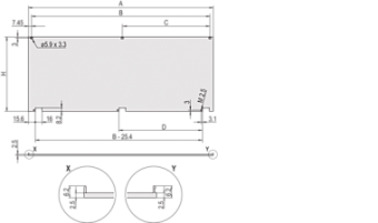 20848-608, FRONTPL.BTM.HINGED 3U 28HP