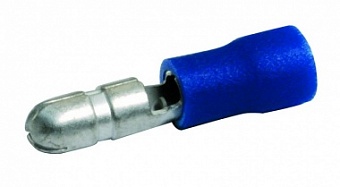 MPV2-156-BLUE, Разъем круглый изолированный папа. Мат.: латунь. Диаметр 4,0мм. Под провода: 1.5 - 2.