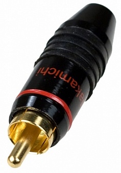 1-224G RED, Разъем RCA на кабель металлический позолоченный красный (47мм)