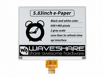 5.83inch E-Paper E-Ink Raw Display, 648*480, Black / White, SPI, Without PCB