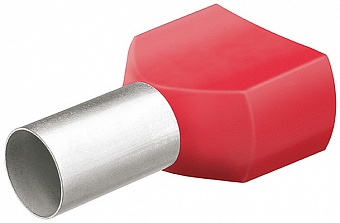 Гильзы контактные сдвоенные с пластиковым изолятором, красные, 2x1.00 кв. мм (AWG 2x17), 200 шт, 15