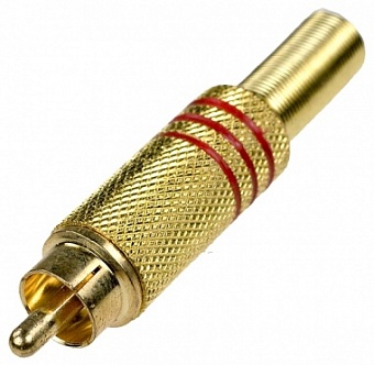1-212G, Разъем RCA шт металл позол.на кабель, пайка, крас.2-3 поло