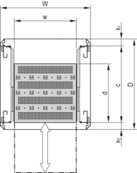 22130-342, SHELF TELE.191U 500D RAL7035