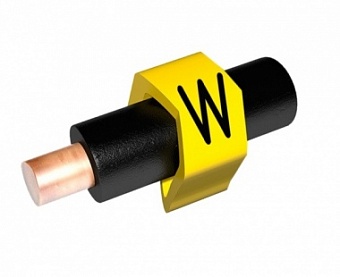 ECM-2R-W, Маркер кабельный ''W'' (на провод D=3,8~5,5мм, l=4мм, ПВХ, желтый-черный) (500шт)