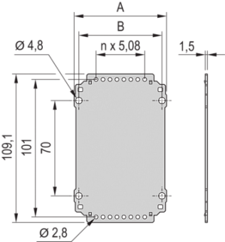 34813-210, Задняя панель без выемки 3U 10HP