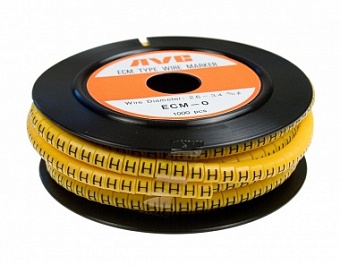 ECM-1R-H, Маркер кабельный ''H'' (на провод D=3,1~3,9мм, l=4мм, ПВХ, желтый-черный) (1000шт)