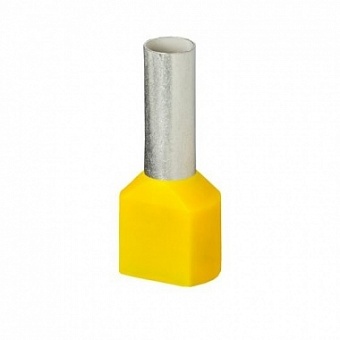 DTE06014, Кабельный наконечник втулочный изол под два провода, цвет желтый. Гильза 14 мм. Сечение 6.