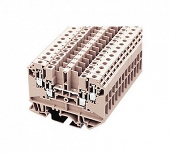 DK4-TR, Kлеммный блок DIN для установки на 35 и 32 DIN-рейку, 4-х контактный, варианты подкл: 1-вх -