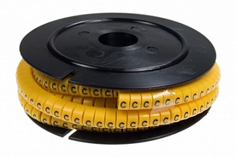 ECM-2R-C, Маркер кабельный ''C'' (на провод D=3,8~5,5мм, l=4мм, ПВХ, желтый-черный) (500шт)