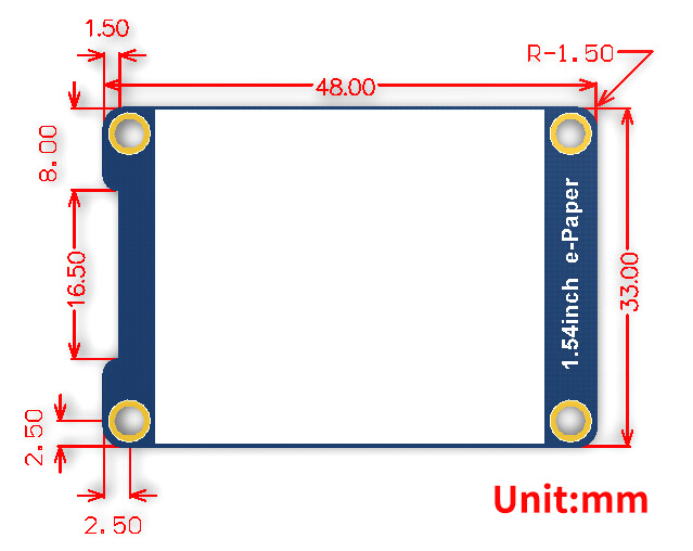 1.54inch e-Paper Module dimensions